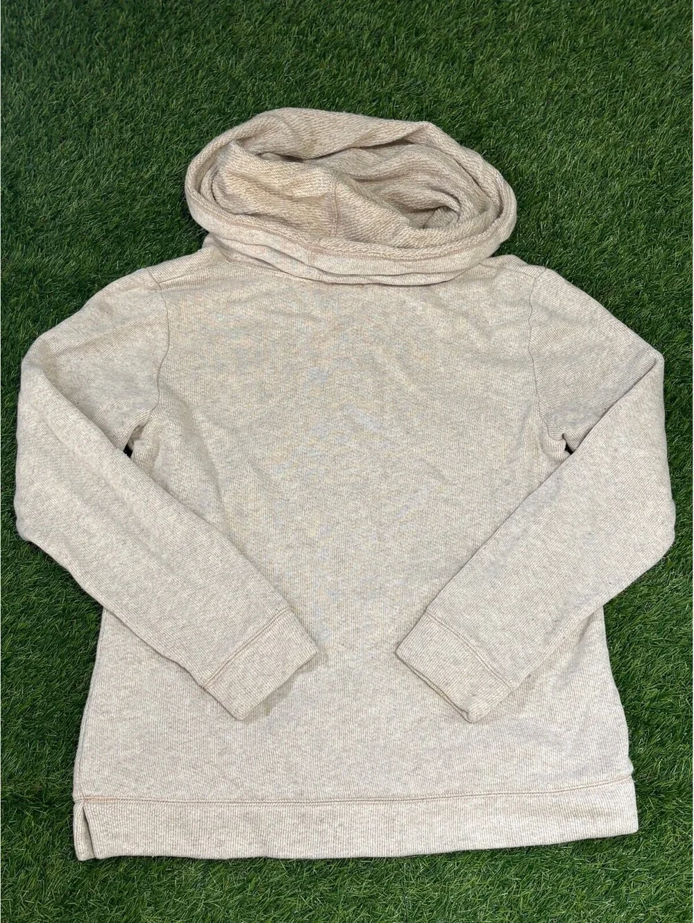 J.Crew Hoodie Cowl Neck Beige Cotton Blend Womens Size M